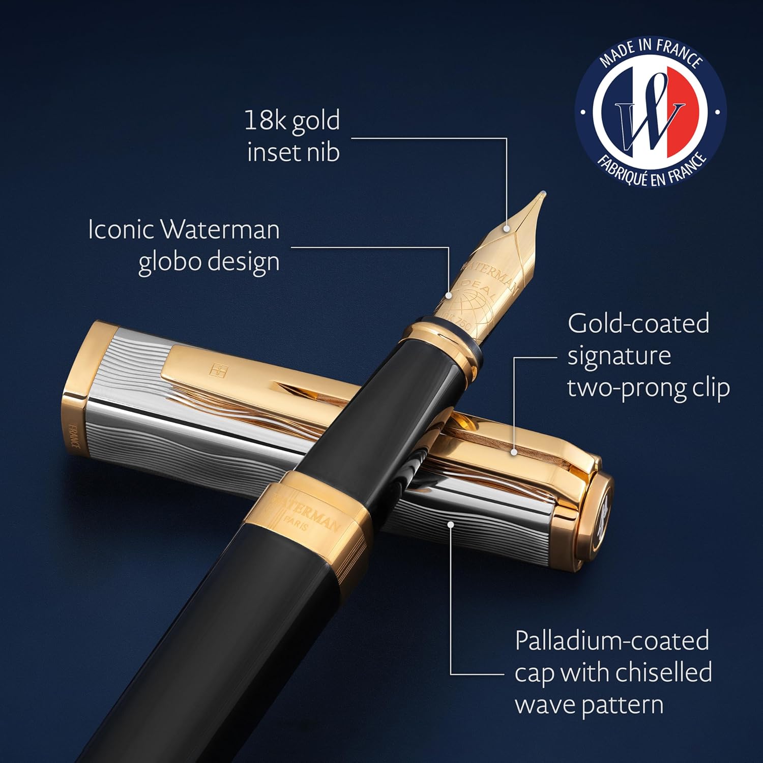希少】WATERMAN ウォーターマン 万年筆 ブルー ゴールド18k 750
